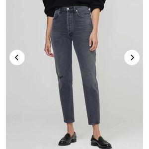 Straight Leg Jeans in Washed Black Size 34